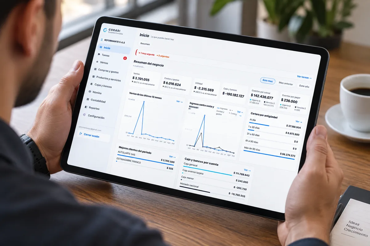 CORADI Software en una tableta